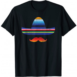 Cinco De Mayo Serape Blanket Inspired Sombrero Mustache T-Shirt