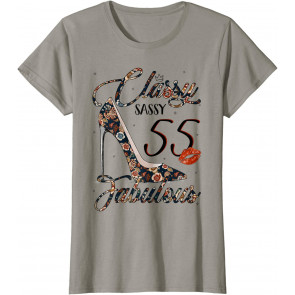 Classy Sassy 55 Fabulous Flower High Heel 55th Birthday T-Shirt