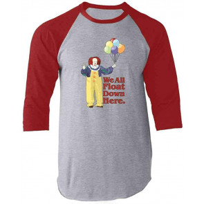Clown Float Down Here Minimalist Horror Spooky Baseball T-Shirt