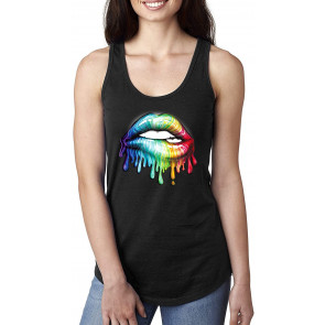 Colorful Neon Rainbow Biting Lips Pop Culture T-Shirt