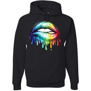 Colorful Neon Rainbow Biting Lips Pop Culture T-Shirt