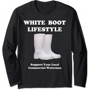 Commercial Waterman White Boots Crabber Fisherman Oyster T-Shirt