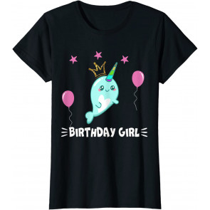 Cool Cute Narwhal Balloons Girls Birthday Party Animal T-Shirt