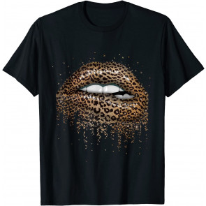 Cool Lips Bite Kiss Me Leopard Print Cheetah T-Shirt