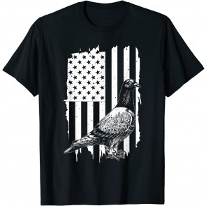 Cool Pigeon Design Men Women Patriotic US Flag Pigeon Lovers T-Shirt