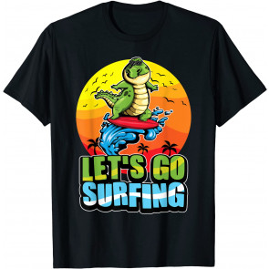 Cool Surfer Crocodile Surfing Summer Ocean & Waves Alligator T-Shirt