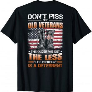 Cool Vet Quote With America Flag, Military Boot And Dogtag T-Shirt