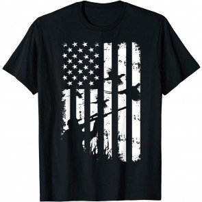 Cool Waterfowl American Vintage USA Flag Pheasant T-Shirt
