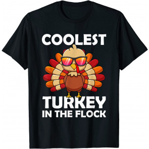 Coolest Turkey In The Flock Boys Girls Thanksgiving T-Shirt