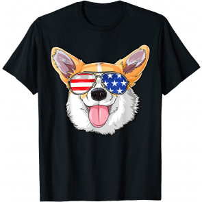 Corgi 4th Of July American Sunglasses Dog Puppy USA Dog T-Shirt
