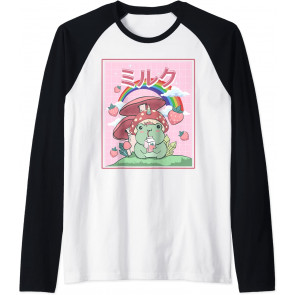 Cottagecore Aesthetic Kawaii Frog Drinking Japanese Milk T-Shirt