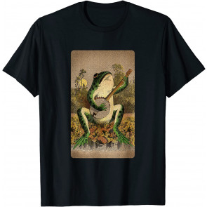Cottagecore Inspired Goblincore Related Frog Playing Banjo T-Shirt