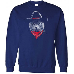 Cowboy CAT - USA Western Wild 50's America - Fleece Sweat T-Shirt