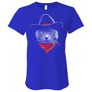 Cowboy CAT - USA Western Wild 50's America - Ladies Cotton T-Shirt