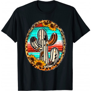 Cowhide Texas Cactus Serape Western Rodeo Cowgirl Horse Girl T-Shirt