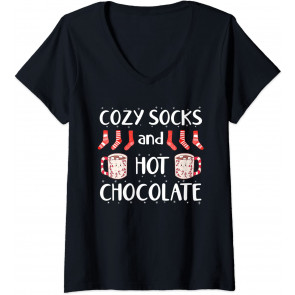 Cozy Socks And Hot Chocolate Christmas Movie Candy Cane Mug T-Shirt