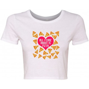 Crop Top Ladies Heart Pizza Lover I Love Pizza T-Shirt