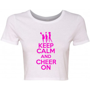 Crop Top Ladies Keep Calm And Cheer On T-Shirt