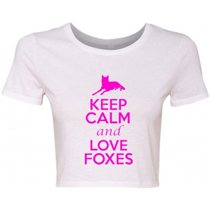 Crop Top Ladies Keep Calm And Love Foxes Animal Lover T-Shirt