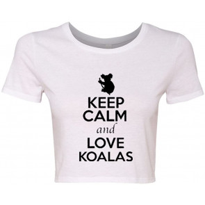 Crop Top Ladies Keep Calm And Love Koalas Animal Lover T-Shirt