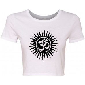Crop Top Ladies Om Aum Yoga Hindu Sanksrit T-Shirt