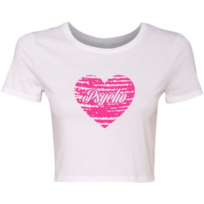 Crop Top Ladies Psycho Heart Love Pink T-Shirt