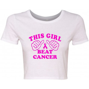 Crop Top Ladies This Girl Beat Cancer Survivor Fight T-Shirt