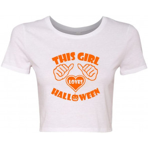 Crop Top Ladies This Girl Loves Halloween Costume Spooky T-Shirt