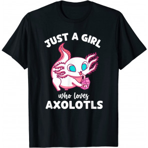 Cute Axolotl Drinking Strawberry Milkshake T-Shirt