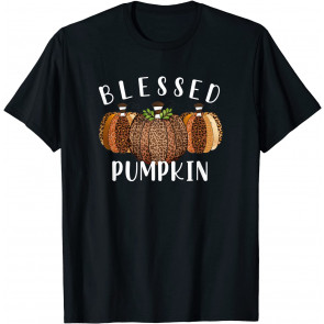 Cute Blessed Pumpkin Clothes Fall Thanksgiving Tops Women T-Shirt