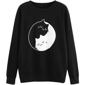 Cute Cat Print Casual T-Shirt