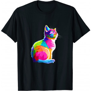 Cute Colorful Cat For Cat Lovers T-Shirt