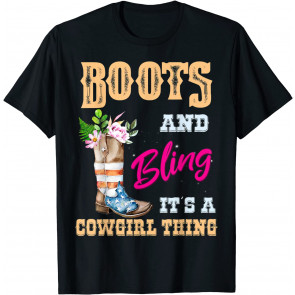 Cute Cowgirl Girls USA FLAG Boots Bling Its A Cowgirl Thing T-Shirt