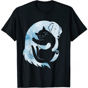 Cute Dog And Cat Yin And Yang Pet Owner T-Shirt