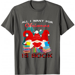 Cute Gnomes All I Want For Christmas Is Book Buffalo Plaid T-Shirt