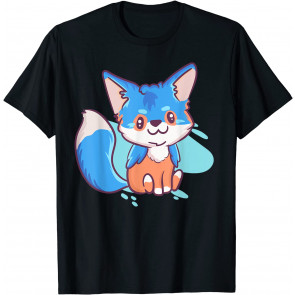 Cute Kawaii Anime - Blue Fox Aesthetic Japanese T-Shirt