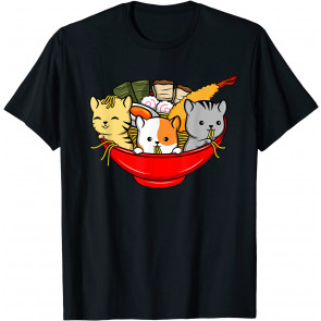 Cute Kawaii Cat Ramen Bowl T-Shirt