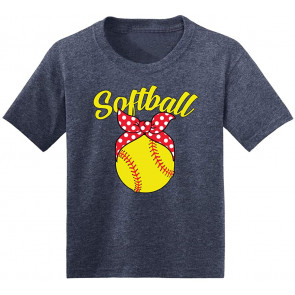 Cute Ribbon Bow Softball Gift Sports Girls T-Shirt