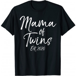 Cute Twins Mother Gift For New Moms Mama Of Twins Est. 2020 T-Shirt