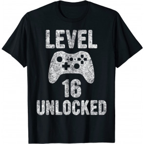 Cute Video Gamer 16th Birthday Gift Level 16 Unlocked T-Shirt