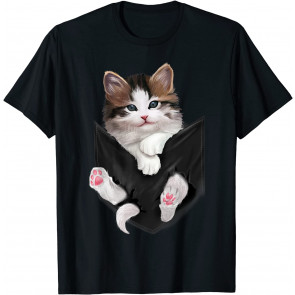 Cute White Kitty In Pocket T-Shirt