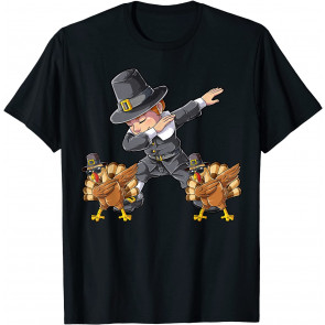Dabbing Pilgrim Turkey Thanksgiving Day Boys Men T-Shirt