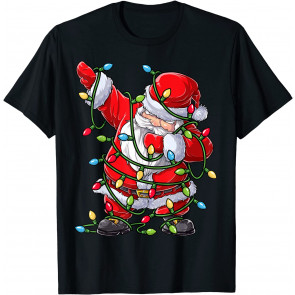 Dabbing Santa Christmas Tree Lights Xmas Gifts Boys Kids Dab T-Shirt