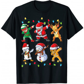 Dabbing Santa Elf Friends Christmas Boys Men T-Shirt