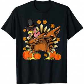Dabbing Turkey Thanksgiving Day Gifts Pilgrim Boys Kids Men T-Shirt
