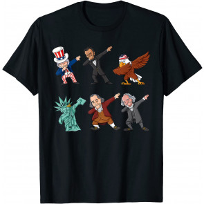 Dabbing Uncle Sam And Friends 4th Of July Boys Girls Kids T-Shirt