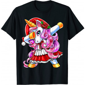 Dabbing Unicorn Christmas Santa Costume Unicorn Gift Girls T-Shirt