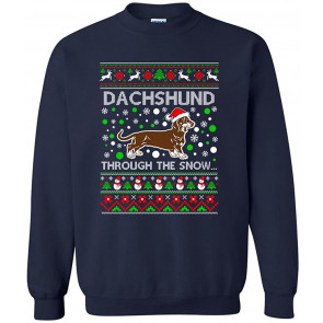 Dachshund Through The Snow Dog Hat Ugly Christmas T-Shirt