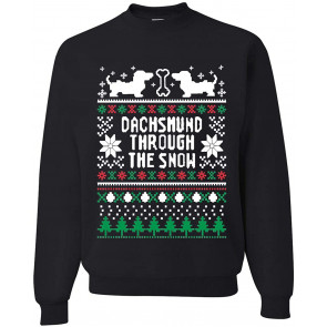 Daschund Through The Snow Ugly Christmas  T-Shirt