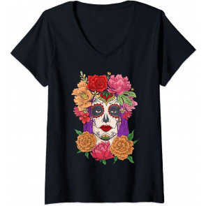 Day Of Dead Costume Dia Los-Muertos Mask Sugar Skull T-Shirt